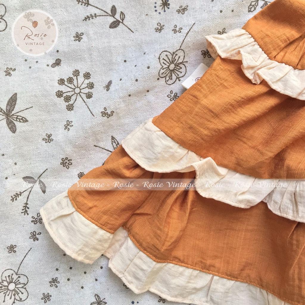 Váy 2 dây 3 tầng ROSIE V31 Sunflower Dress Vintage chất vải mềm mát cho bé từ 9-40kg