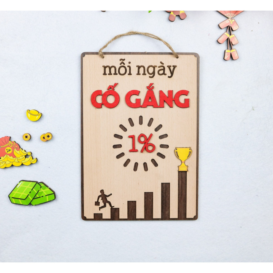 BẢNG TREO ĐỘNG LỰC, CHỮ SLOGAN MẪU  C08 ( MỖI NGÀY CỐ GẮNG)