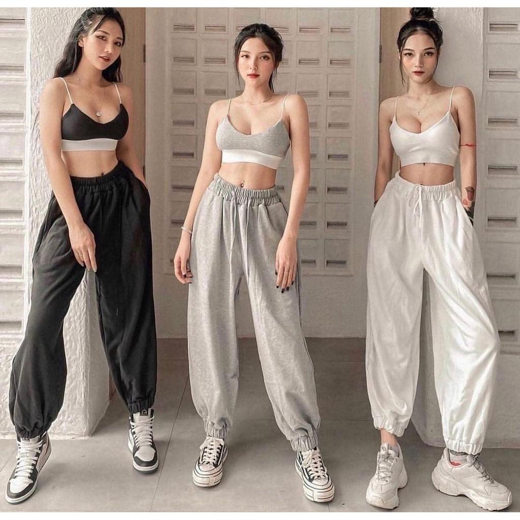 Quần Jogger thun Nam Nữ Unisex quần dài unisex vải thun trơn ống suông Bo cổ chân form rộng, không nhăn