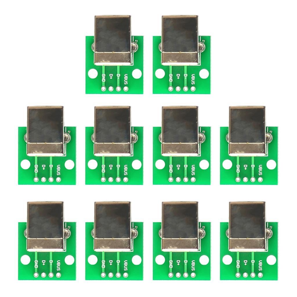 10 Pieces USB Type B Female Socket Breakout Board to DIP Connector For Printer Accessory
