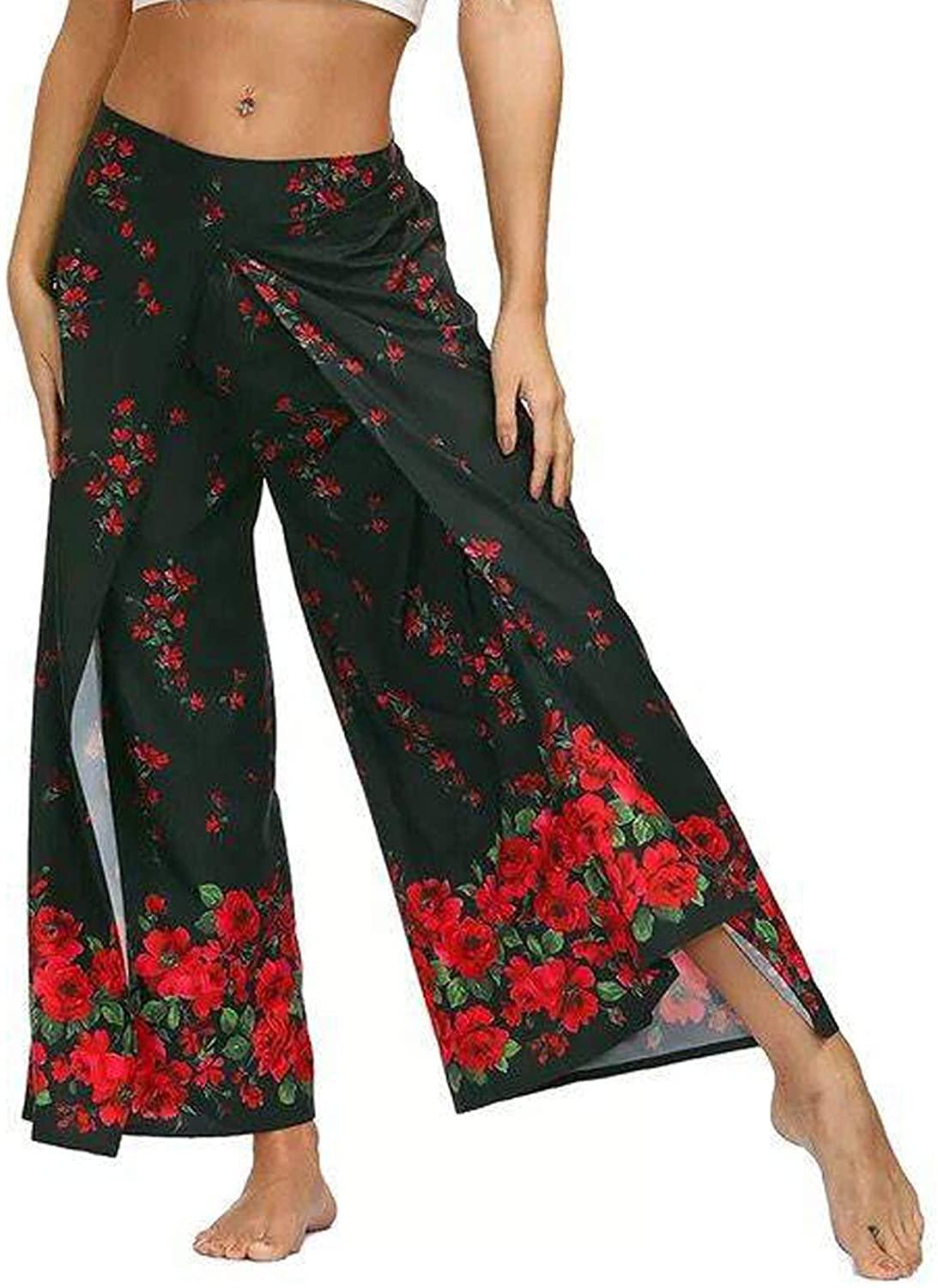 Palazzo Xẻ Quần Ống Rộng Thể Thao Nữ Casual Bãi Biển Boho Tập Yoga Hippie Bohemian Philatô Plus