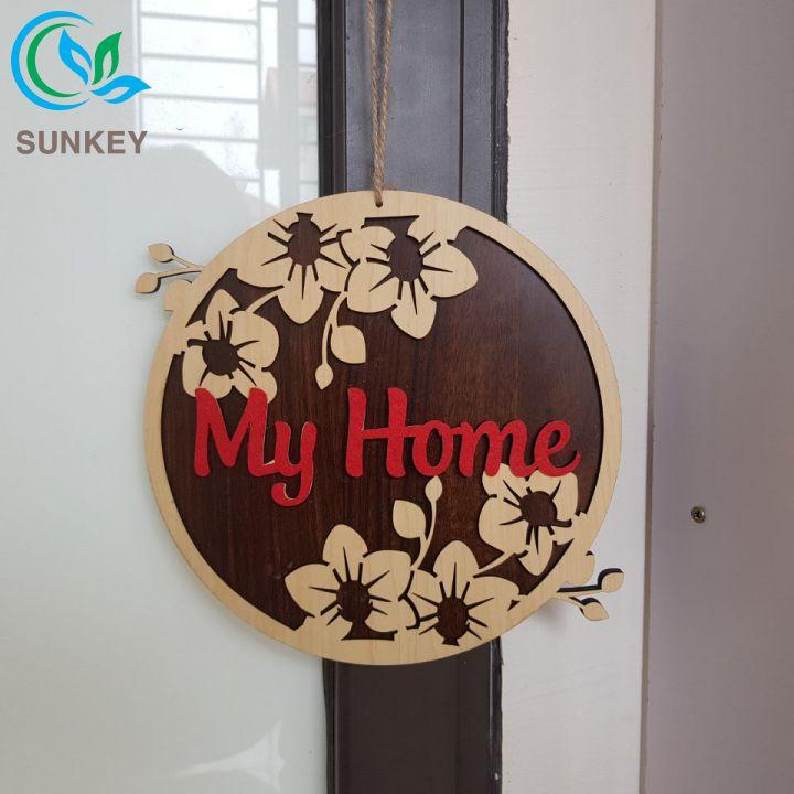 Bảng Gỗ Treo Cửa Chữ My Home - Kích Thước 22x22 cm - Chất Liệu Gỗ MDF Nhập Khẩu - Trang Trí Tường, Treo Cửa