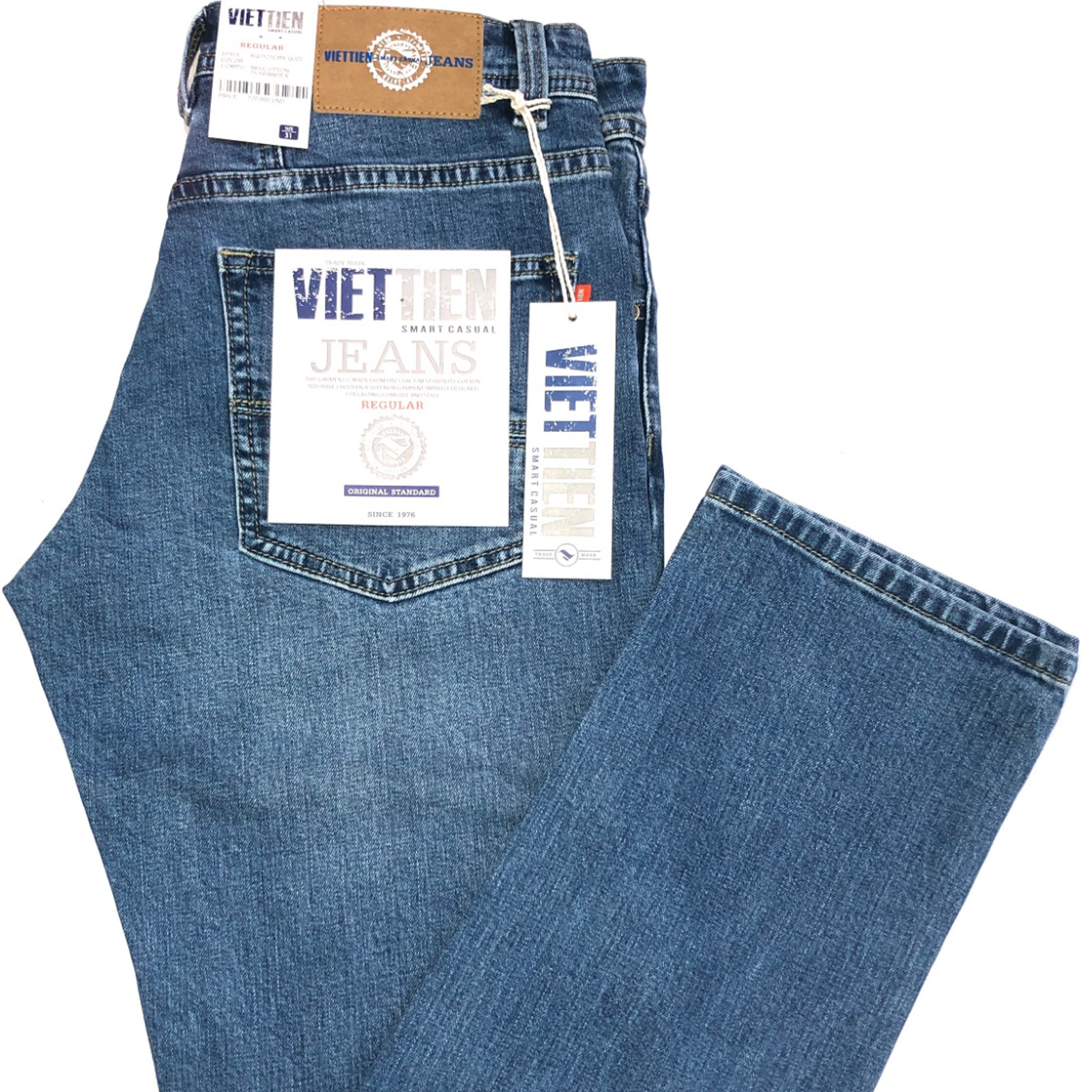 Viettien - Quần jeans nam smart casual regular fit 6Q7121