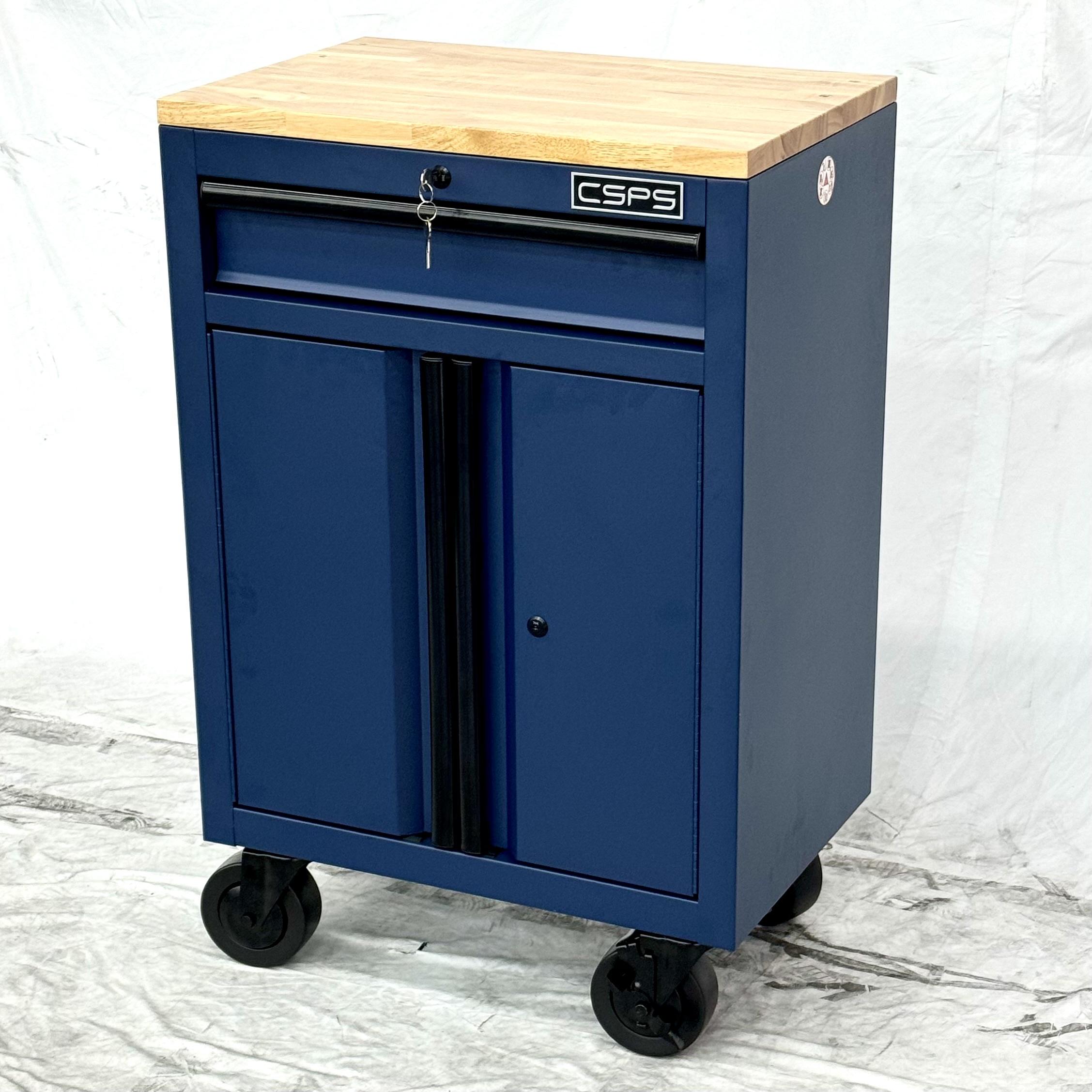 Tủ dụng cụ CSPS 61cm - 01 hộc kéo màu xanh dương kèm bánh xe, ván gỗ