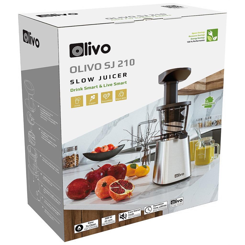 Máy Ép Chậm OLIVO SJ210, Ép Kiệt Bã Trái Cây Hoa Quả Rau Củ Đa Năng, Hàng Chính Hãng