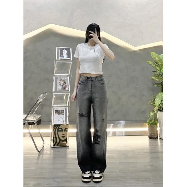 Baggy jeans ông rộng jeans loang có thêu chữ siêu đẹp