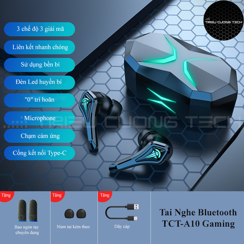 Tai Nghe Bluetooth True Wireless Không Dây - Gaming Mode "0" Trì Hoãn - Chế Độ 2 Máy Chủ Sử Dụng Độc Lập - Khử Ồn ENC TCT-A10  - Hàng Chính Hãng