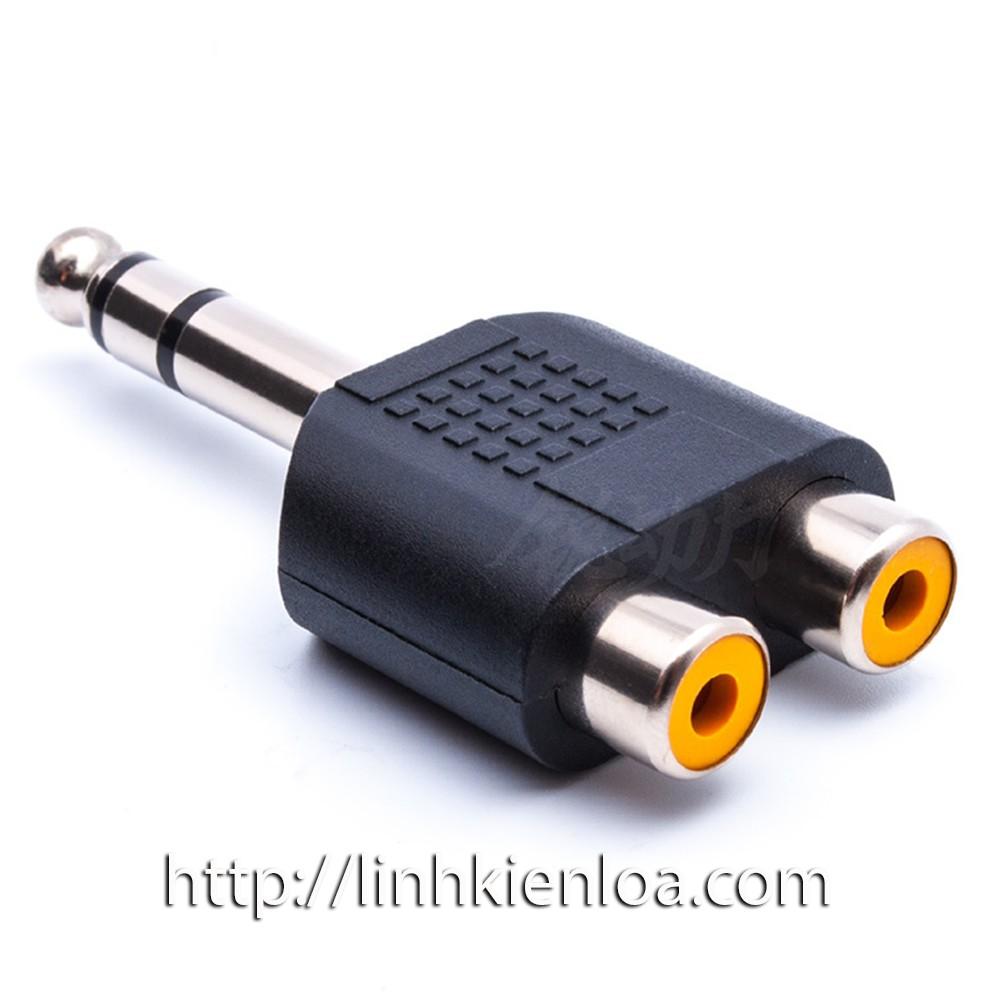 Jack cắm chuyển đổi âm thanh Jack cắm 6.35 mm sang 2 đầu hoa sen AV Stereo
