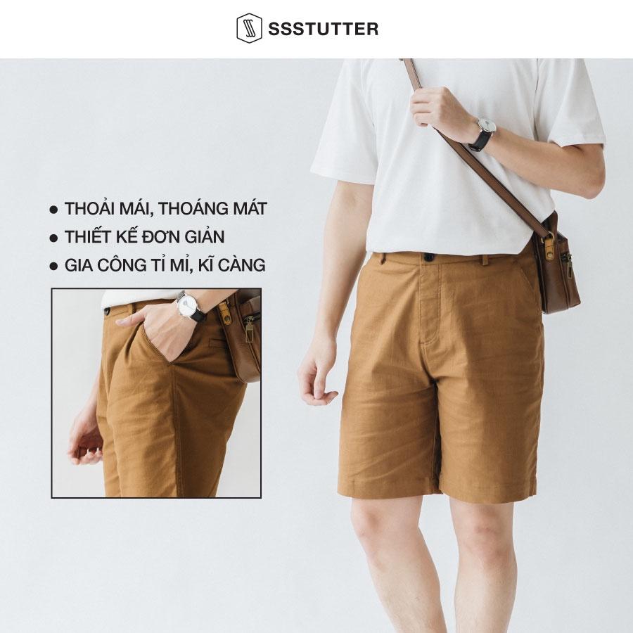 Quần shorts nam SSSTUTTER chất cotton thoáng mát thiết kế năng động thoải mái 3 màu năng động basic khaki shorts