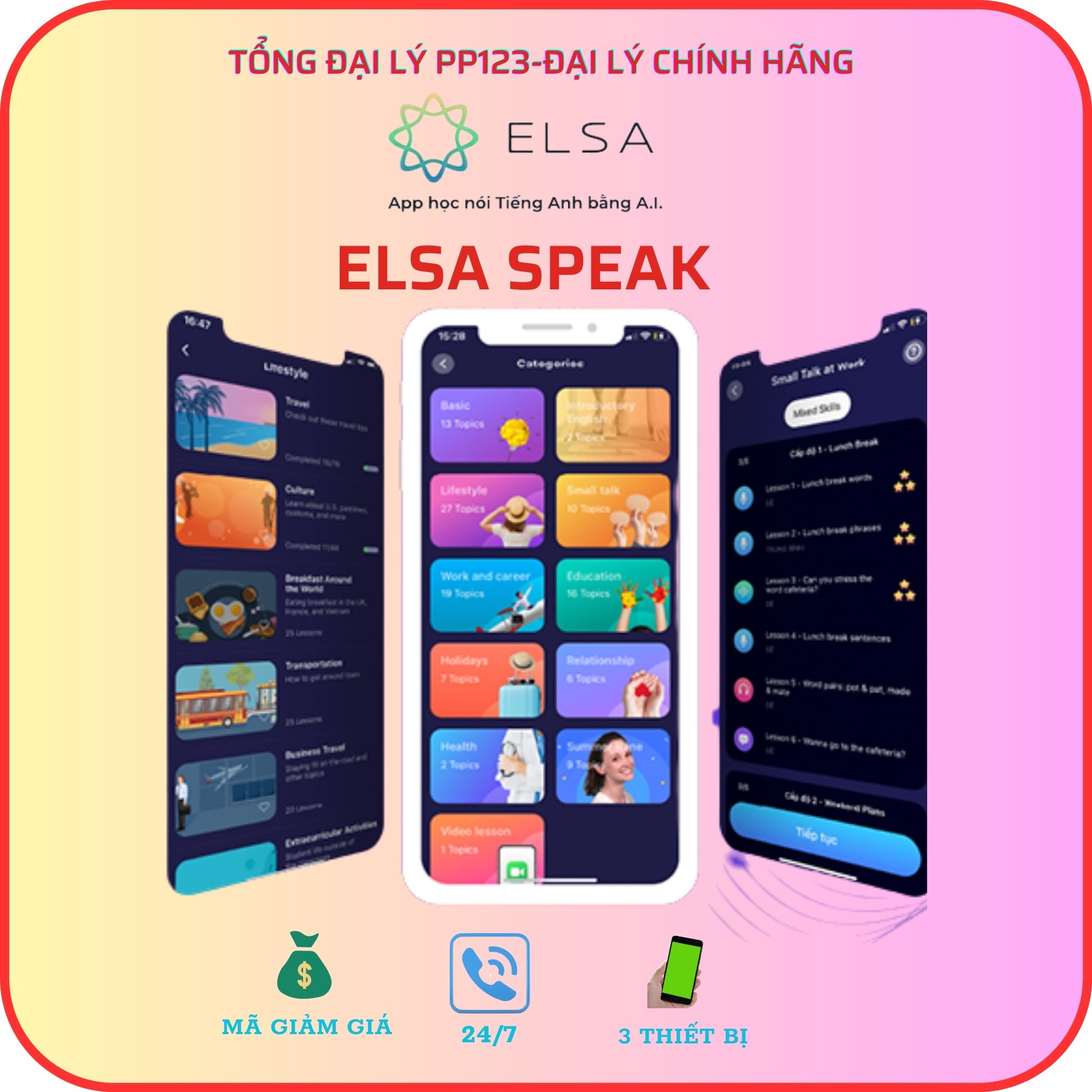 ELSA Speak (3 Tháng,6 tháng,1 năm,Trọn Đời ) - APP học tiếng Anh Online chất lượng cao