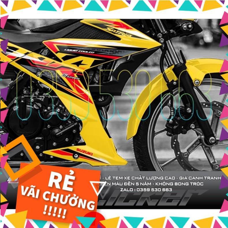 Tem rời Satria xe vàng - tem đỏ đen - bao bay màu