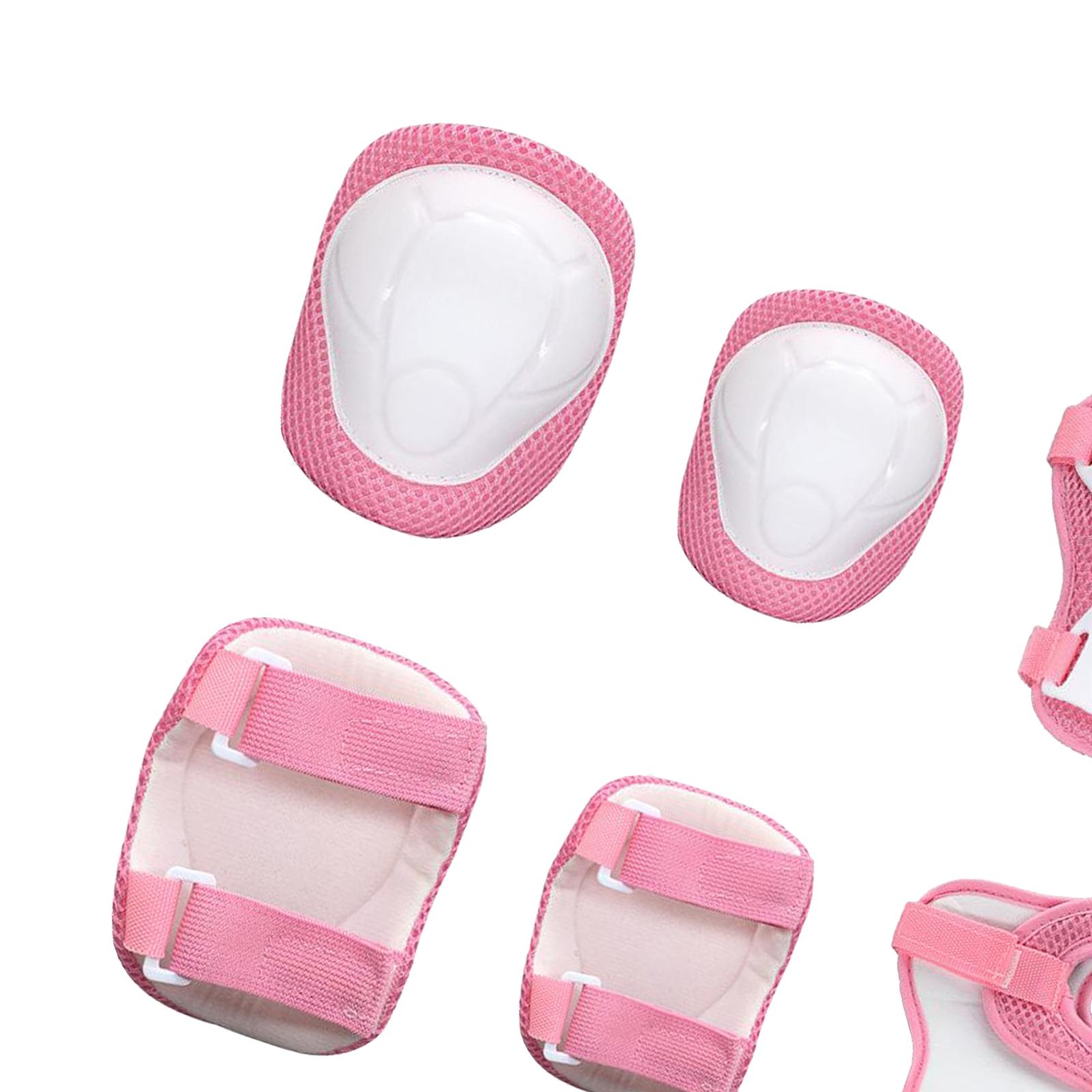 Kids Skateboard Bike Protective Gear Outfit Knee Elbow Wrist Pad Set Pink