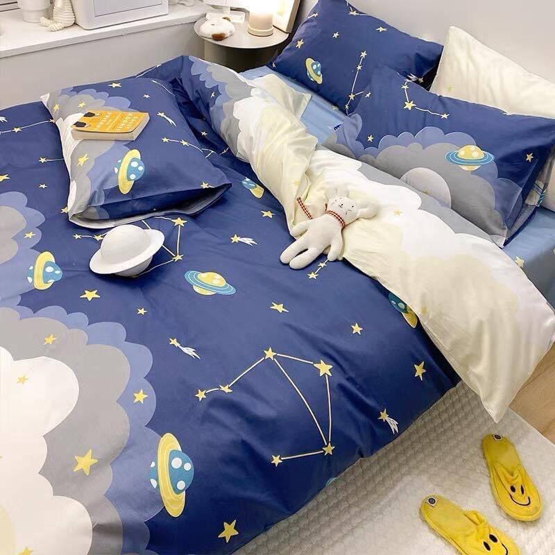 Set Chăn Ga Gối Hàng Nhập Khẩu Cao Cấp 4 Món vũ trụ Dành Cho Bé Trai
