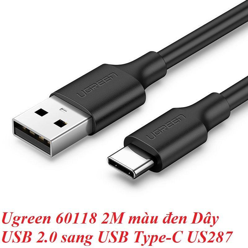 Ugreen UG60118US287TK 2M màu đen Dây USB 2.0 sang USB Type-C - HÀNG CHÍNH HÃNG