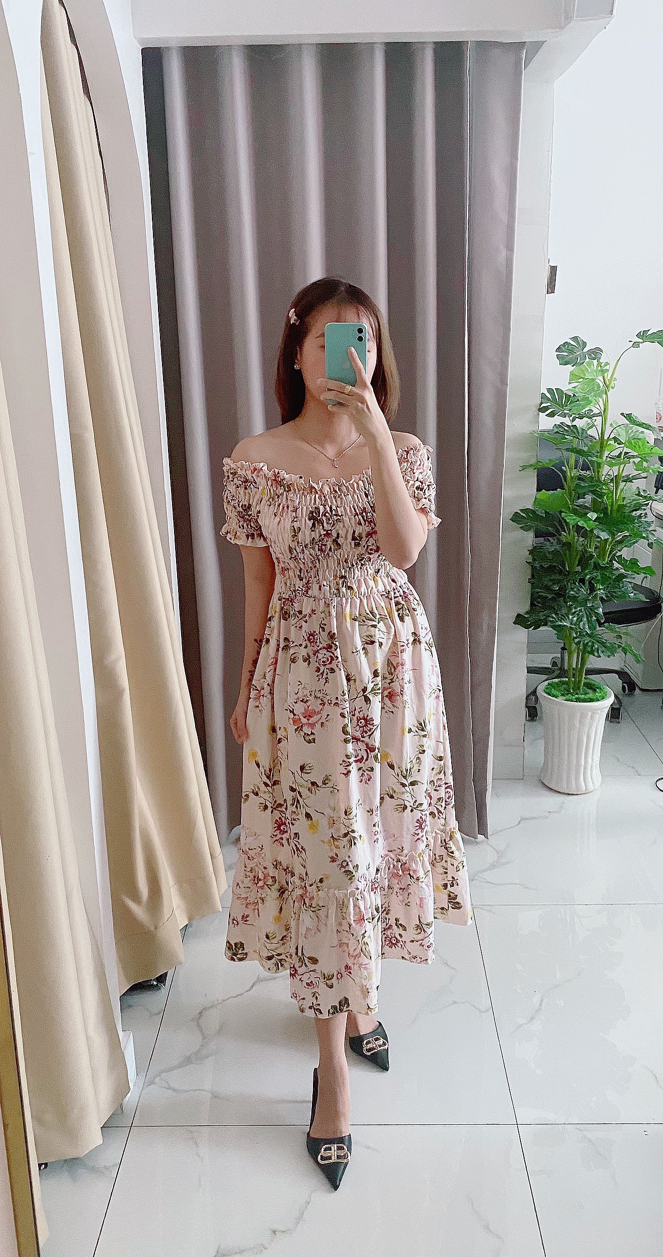 Váy đầm nữ dáng dài, váy bẹt vai nhúng ngực, bộ váy đầm dài công chúa , dáng dài maxi V007