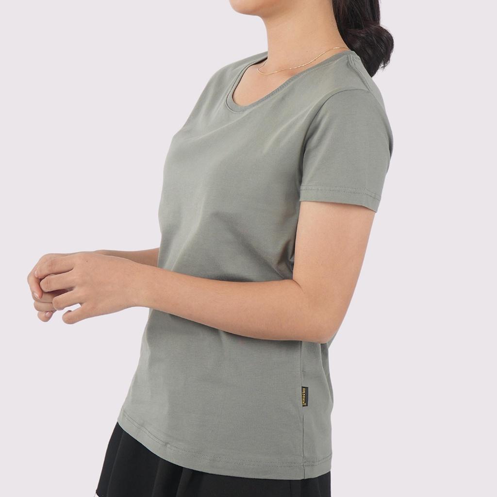 Áo Thun Nữ Cổ Tròn Màu OLIVE 100% Cotton Cao Cấp, Công Nghệ Khử Mùi Ag+, Thoáng Mát Suốt Cả Ngày - Gold Rhino