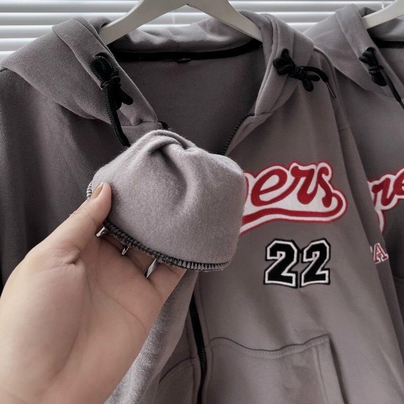[HOT] Áo Khoác Hoodie Nam Nữ Form Rộng Có Nón Chống Nắng Họa Tiết Tay Kèm Ngực Phối Túi Bụng Mềm Mịn Chống Nắng Tốt  Bao Ngầu HTM FASHION - Grey