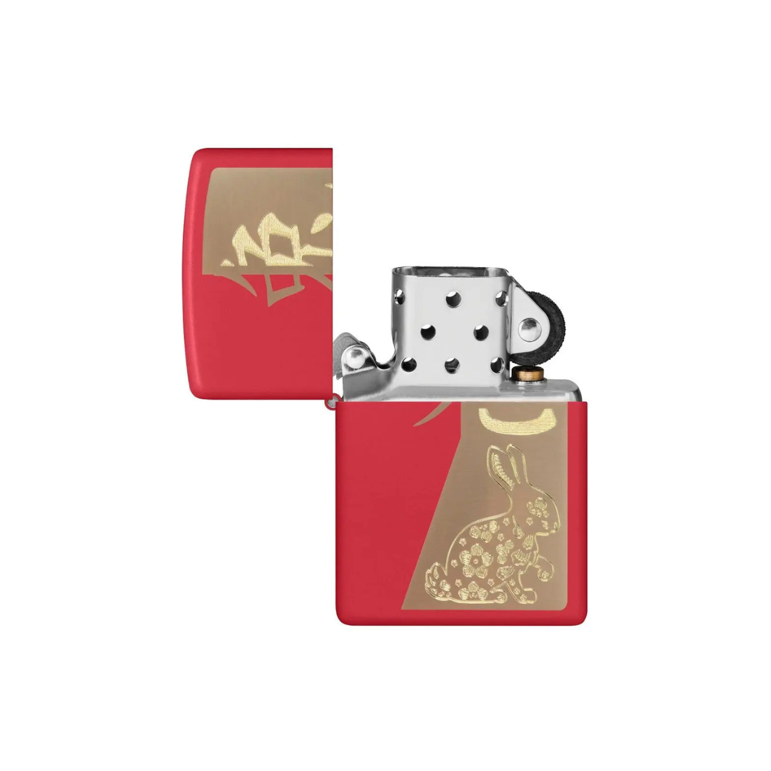 Bật Lửa Zippo Year of the Rabbit 2023 Chính Hãng - Zippo 12 Con Giáp Tuổi Mão Màu Đỏ May Mắn