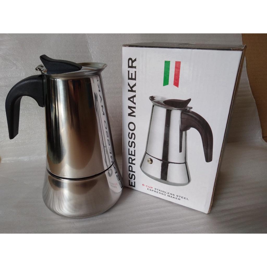 BÌNH PHA CAFE BẾP TỪ MOKA INOX 300ml, ấm pha cà phê inox 300ml phong cách Ý THẨM THẤU NGƯỢC kiểu dáng thể thao hiện đại