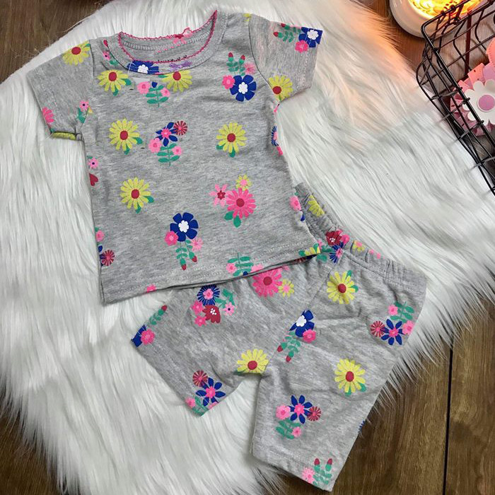 Bộ cộc tay bé gái size 1-5 (Giao màu ngẫu nhiên)