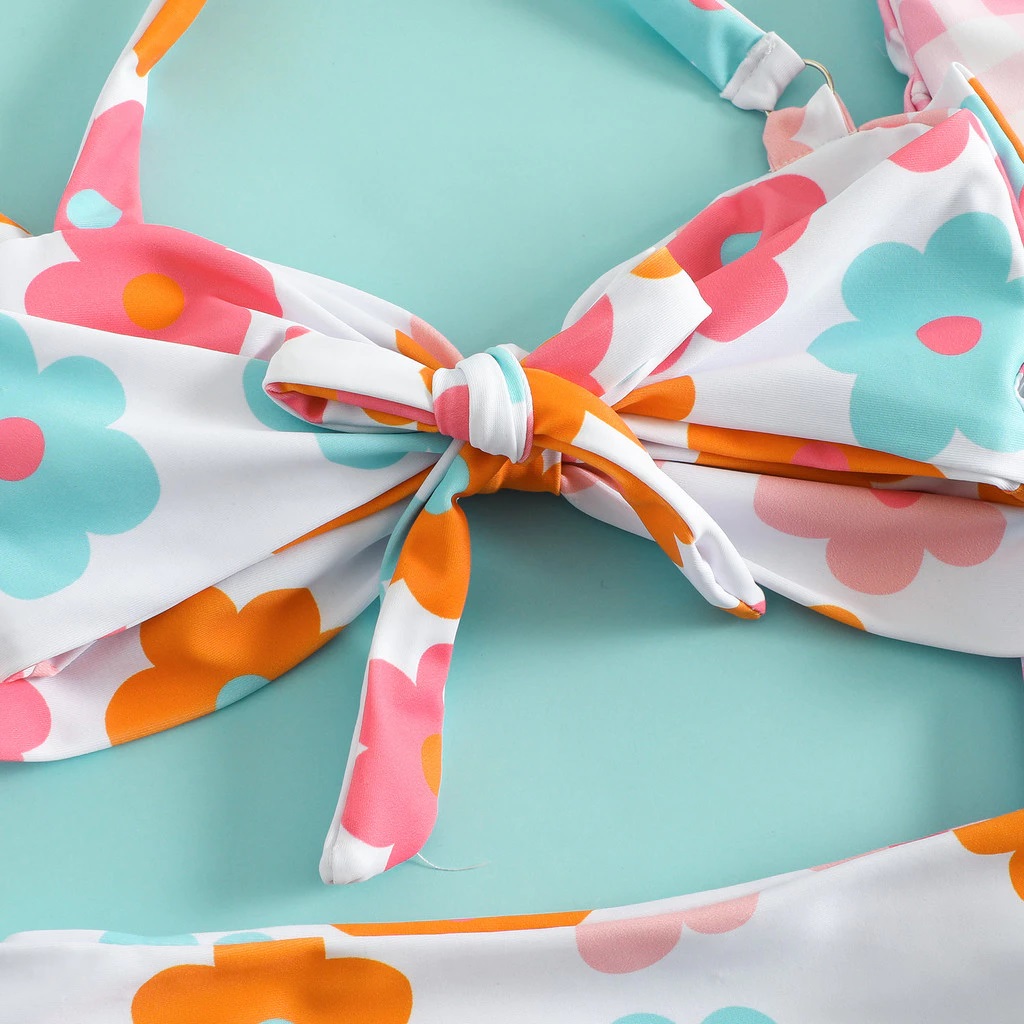 Set Bộ Đồ Bơi Bikini Cột Nơ 2 Mảnh Cho Bé Gái 1-5 Tuổi Từ 8-20.5kg Dành Cho Bé Gái
