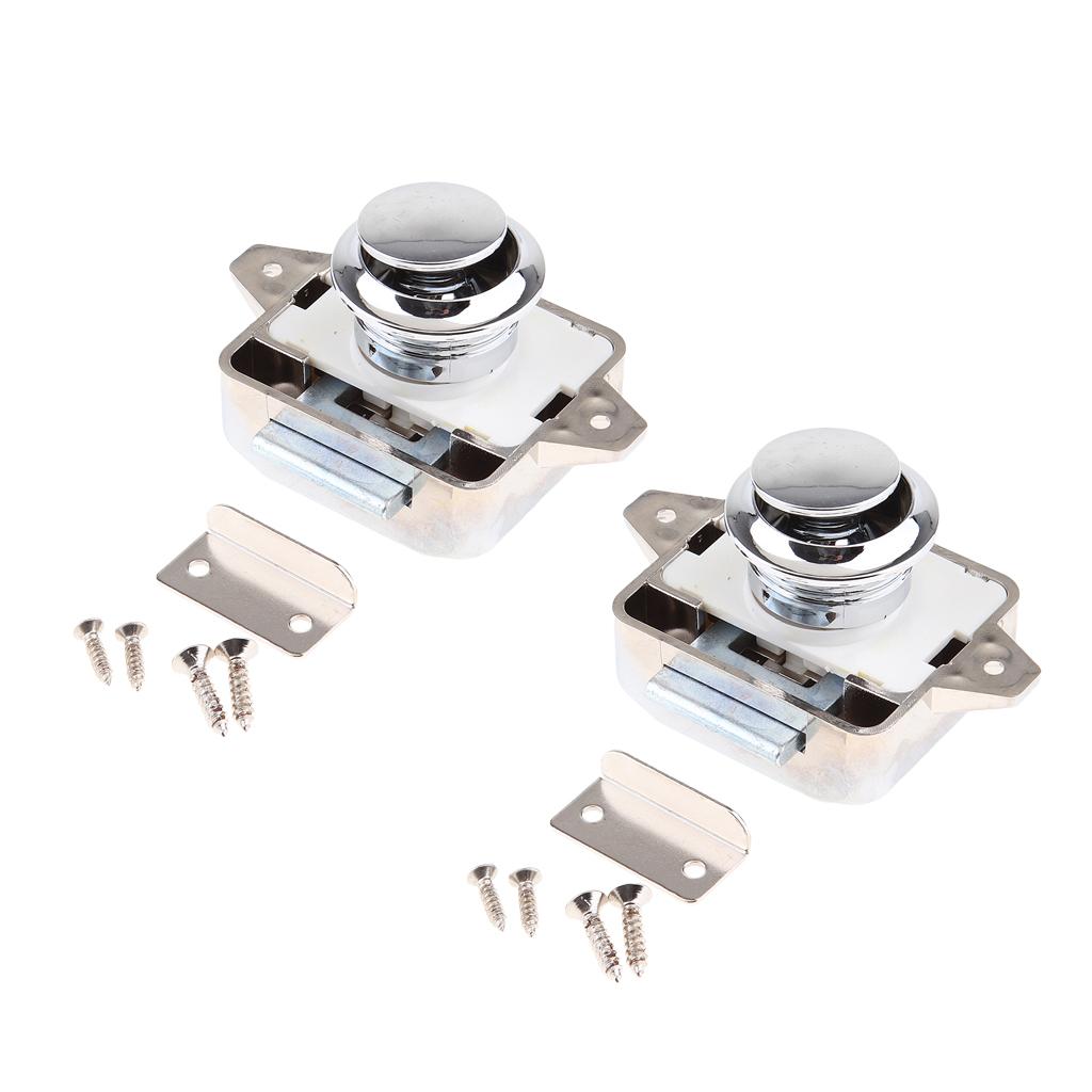 2X Nút Nhấn Khóa Chốt Móc Khóa Cho Mềm Xe Tủ Tủ Chén Bạc