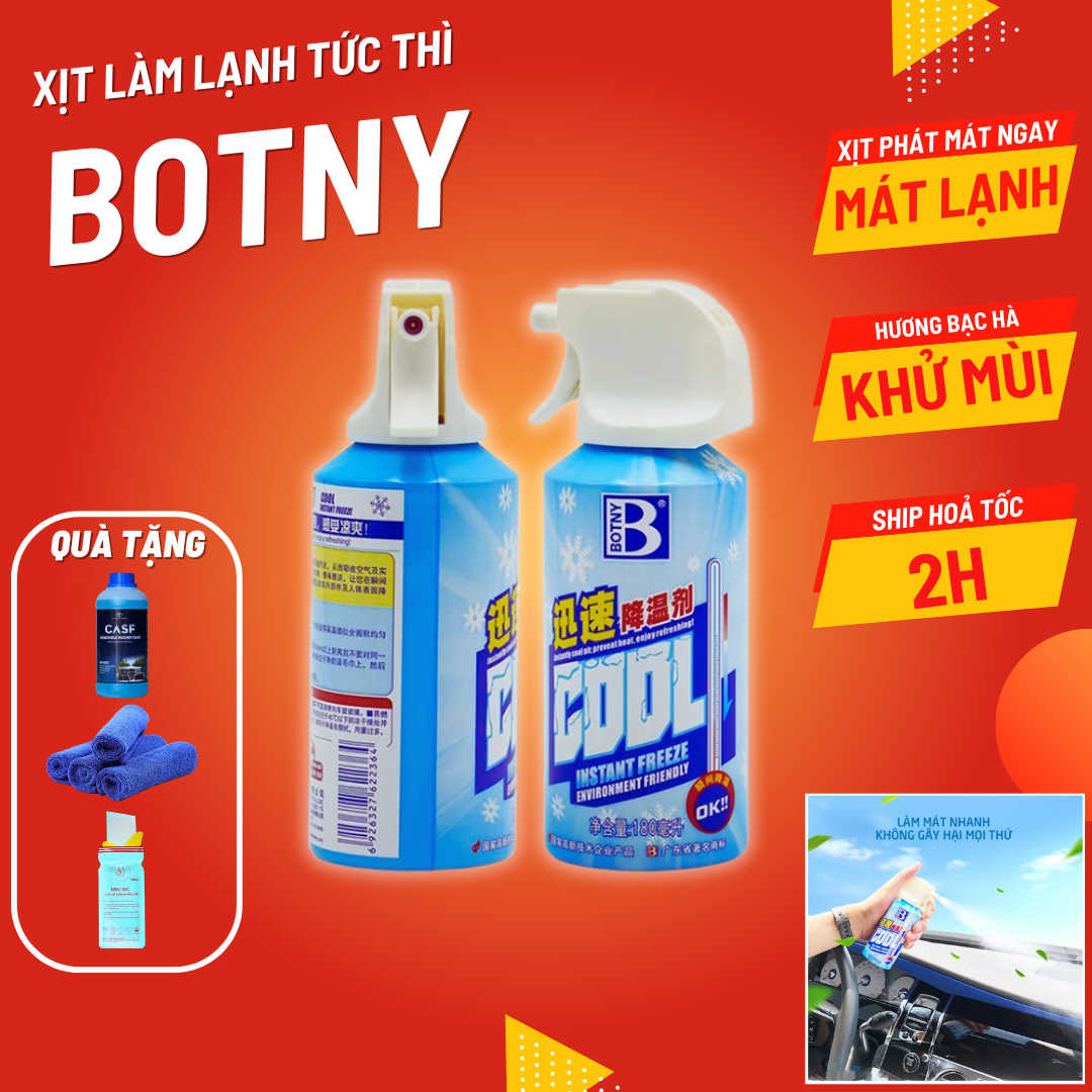 Xịt lạnh, bình xịt làm lạnh tức thì ô tô, xe máy Freeze Cool - Kích thước 15 x 5.2 x 5.2 cm - Hương bạc hà - Làm lạnh nhanh, khử mùi hiệu quả