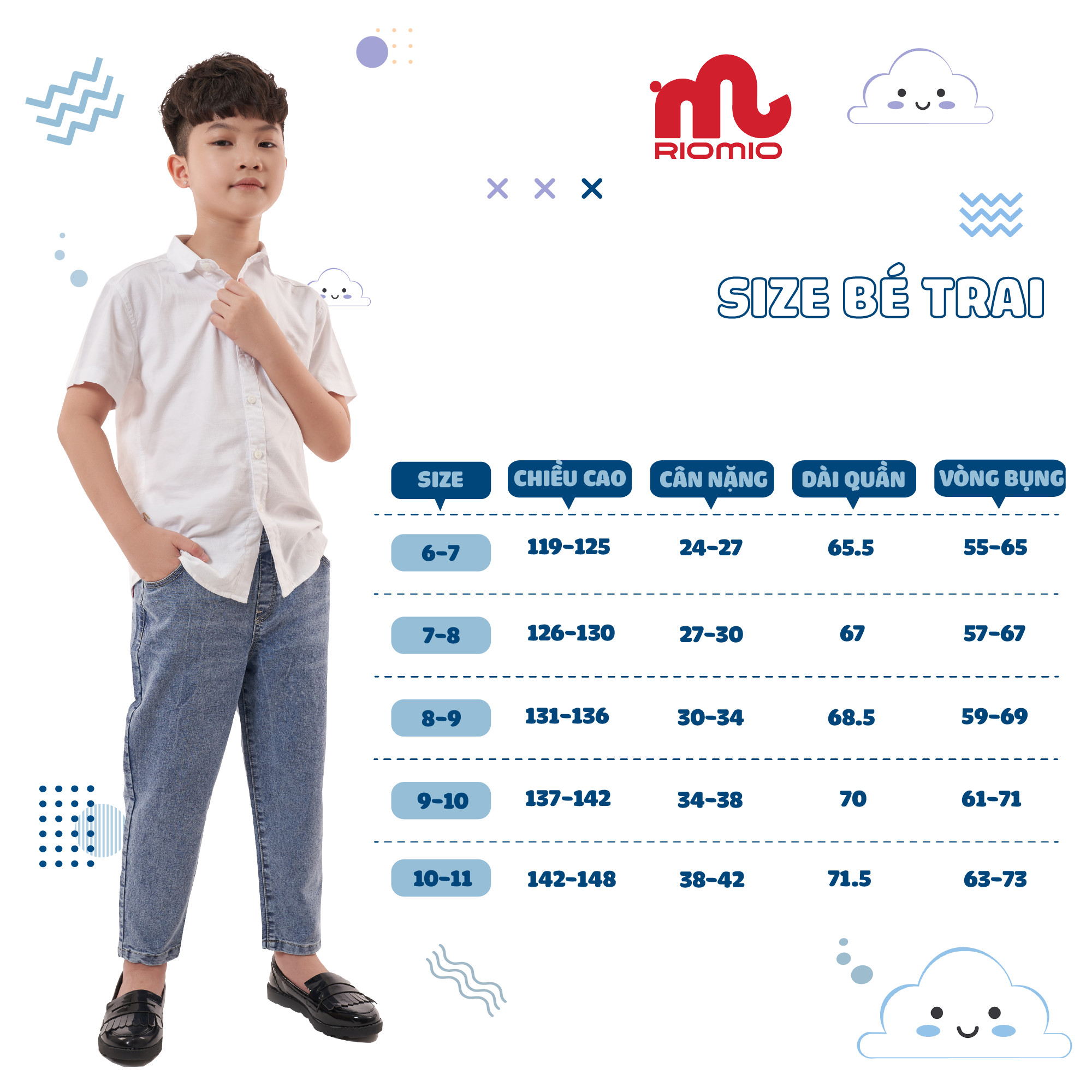 Quần jeans bé trai [Denim Cotton USA] chính hãng RIOMIO – RM057.1 màu light