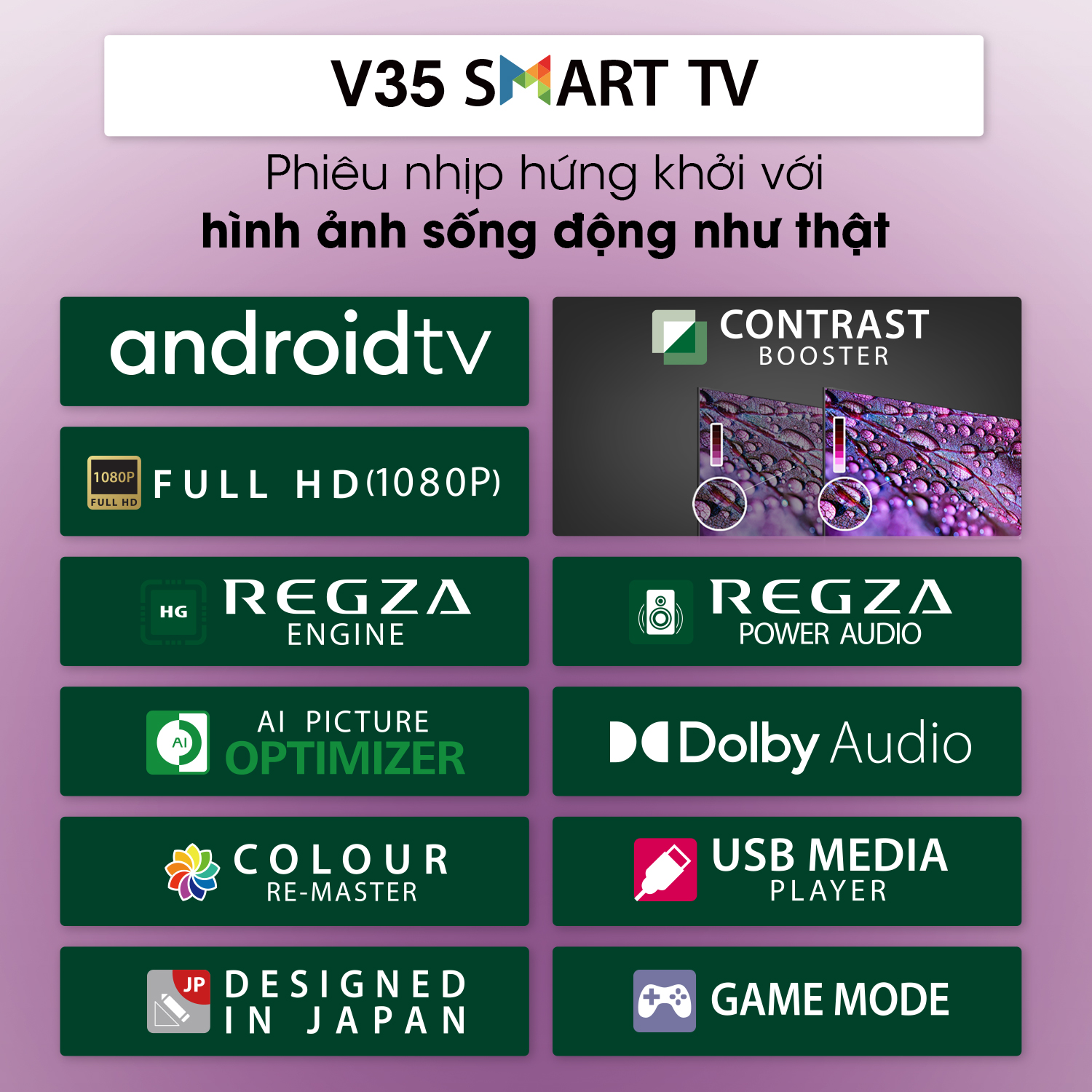 Android Tivi TOSHIBA 43 inch 43V35KP, Smart TV màn hình LED Full HD - Loa 24W - Hàng Chính Hãng
