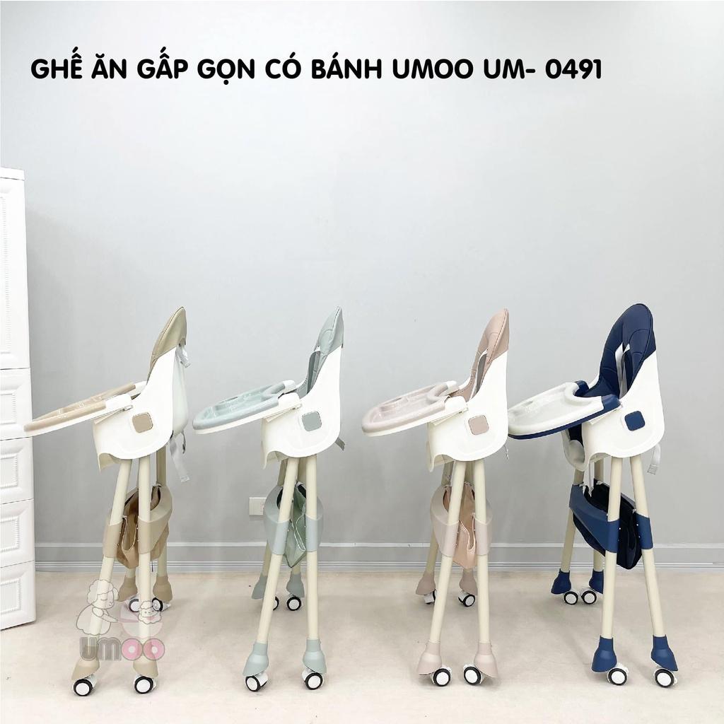 Ghế Ăn Dặm Gấp Gọn Có Bánh Xe UMOO/ V-BaBy / Honper Điều Chỉnh Độ Cao 2 Cấp Độ - Hàng nhập khẩu