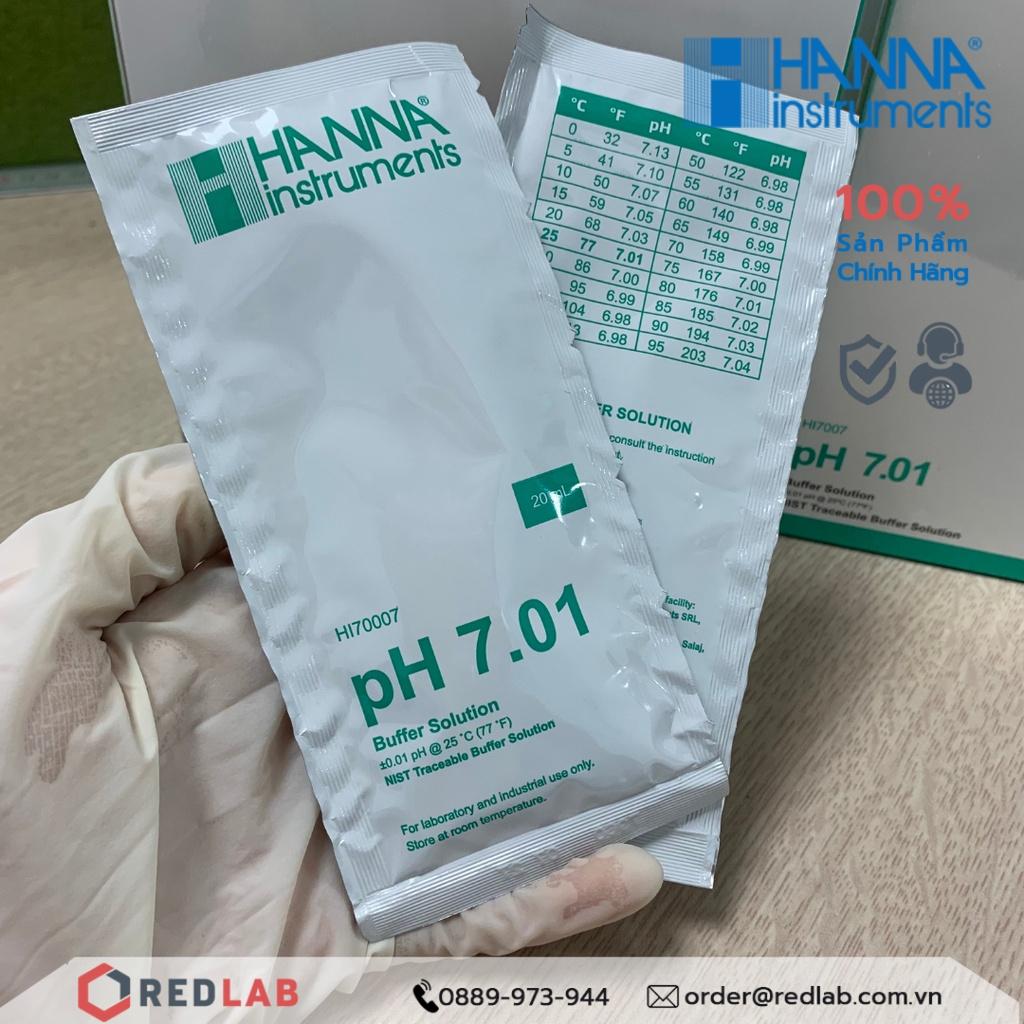 Dung dịch hiệu chuẩn pH 4.01 7.01 10.01 dạng gói 20mL Hanna HI70004 HI70007 HI70010