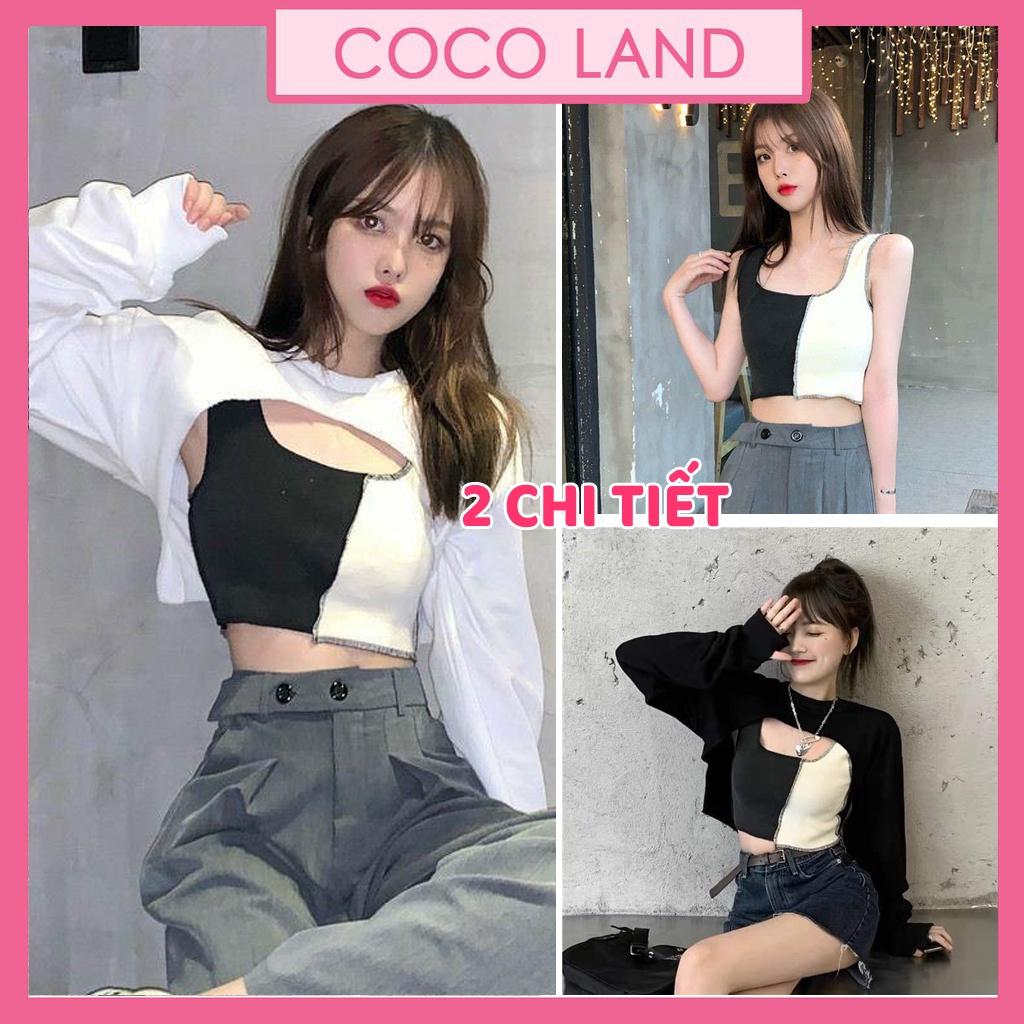 Set croptop 2 món Áo ba lỗ nữ, áo croptop sát nách nữ kiểu ôm body tank top vải cotton co giãn tốt, mặc đi chơi, đi biển