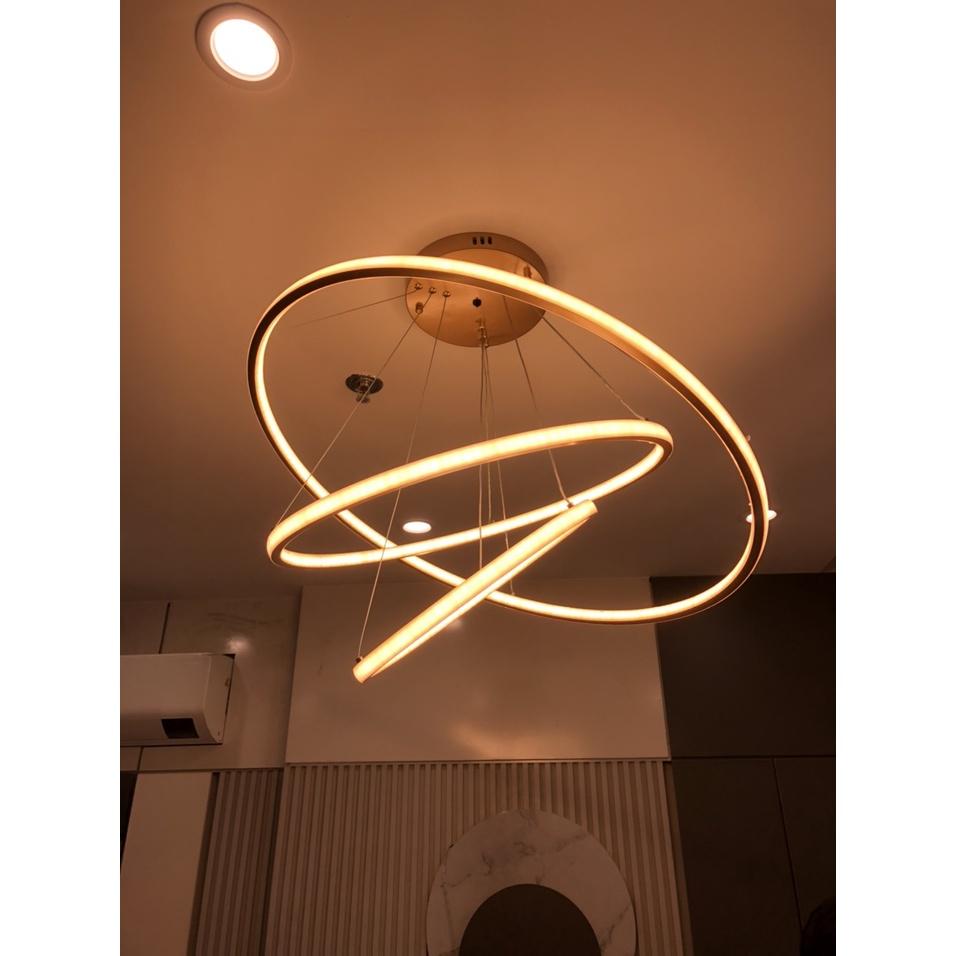 Đèn thả trần 3 vòng to kích thước 40*60*80,ánh sáng led 3 màu,trang trí phòng khách,ngủ,sảnh,nhà hàng,mẫu mới hiện đại