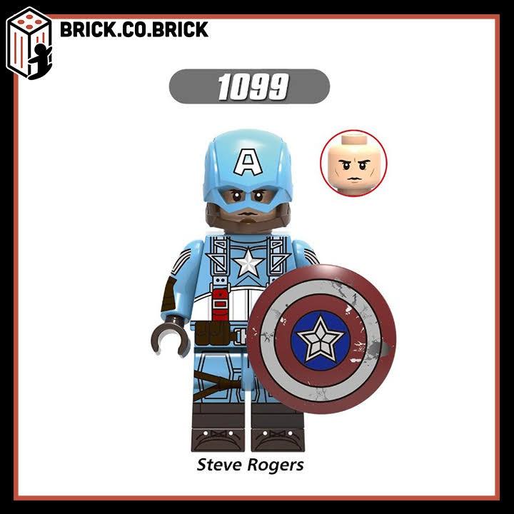 Đồ Chơi Lắp Ráp Nhân vật Siêu Anh Hùng Captain Mỹ qua Nhiều Thời kỳ cầm Khiên minifig Super Hero MCU X0236