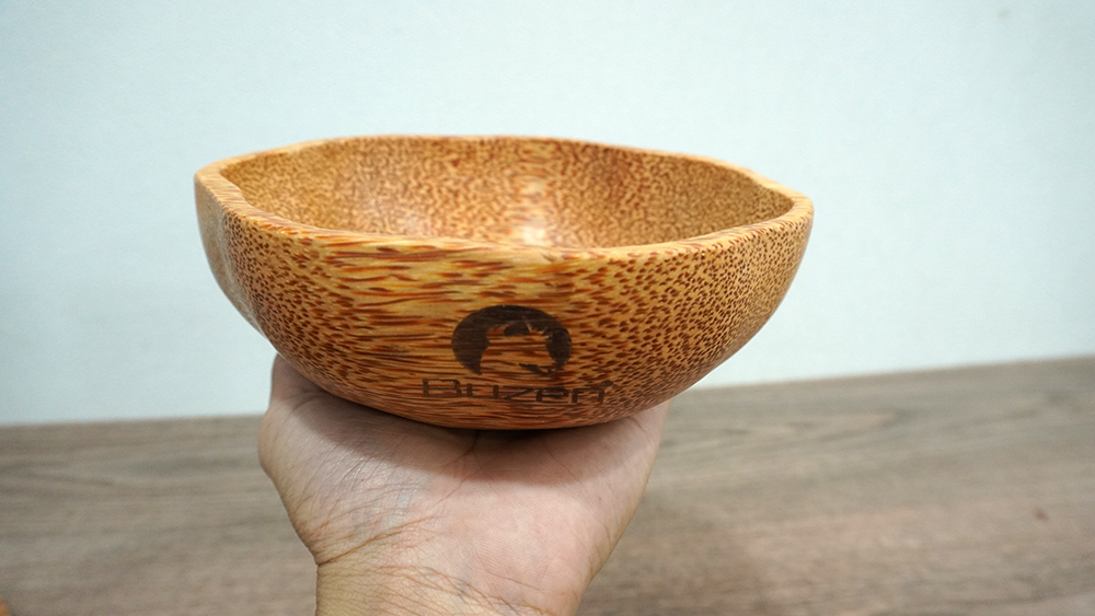 Set Tô gỗ dừa Bát gỗ dừa và muỗng Buzen - Hình Hoa Mai ( Coconut wood bowls)