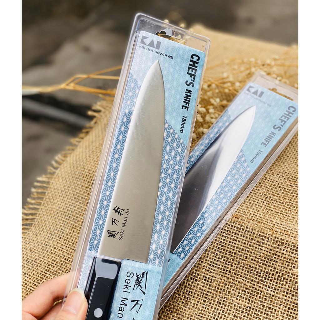Dao bếp Nhật Bản lưỡi nhọn bản nhỏ Seki KAI 18cm, cán nhựa ABS, lưỡi thép không gỉ