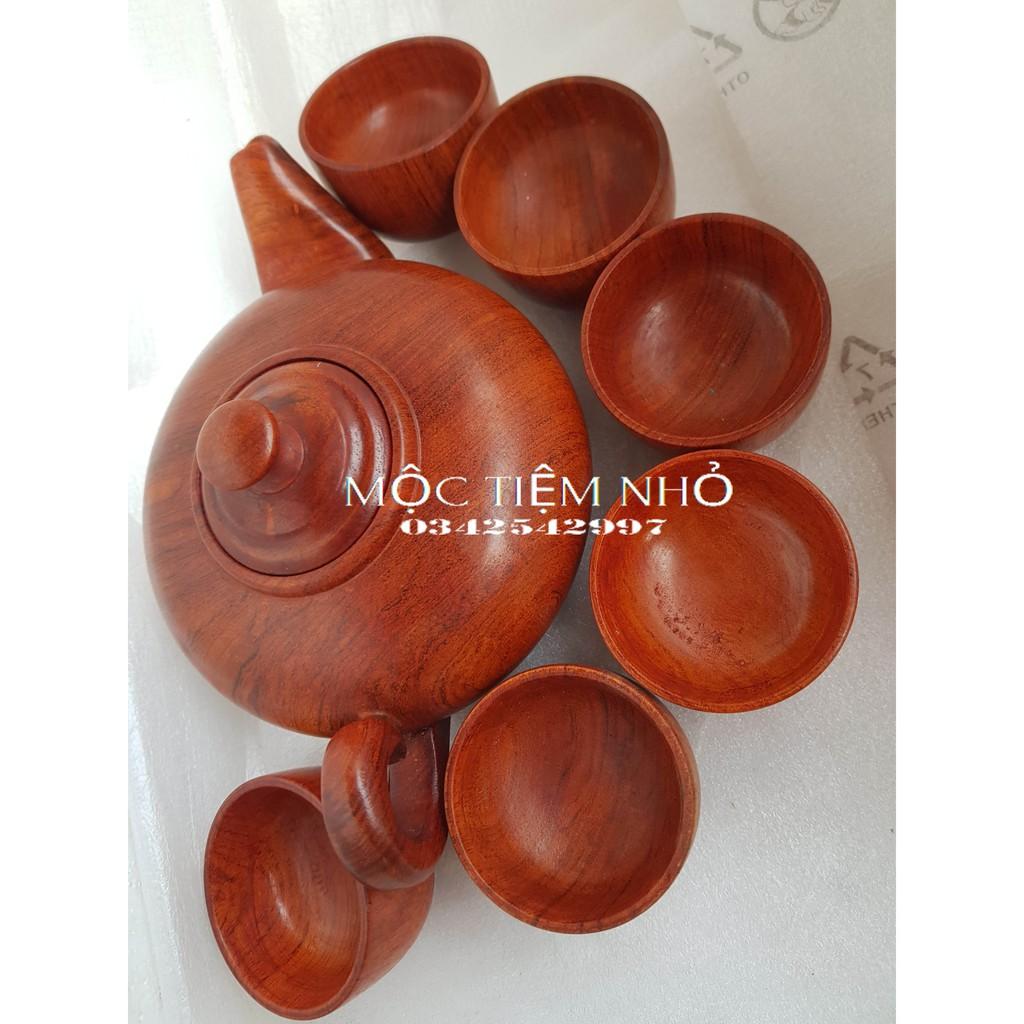 Bộ ấm chén 7 món gỗ hương nguyễn khối giá rẻ