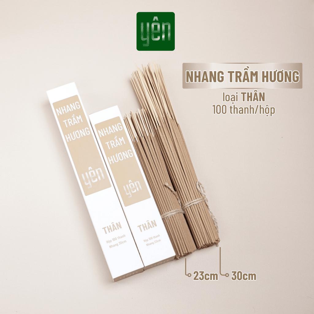 Nhang Trầm Hương Yên Loại Thân 23-30cm Hộp 100 thanh Sạch Tự Nhiên Ít Khói Dùng Thờ Cúng Xông Thơm - Nhang Trầm 30cm
