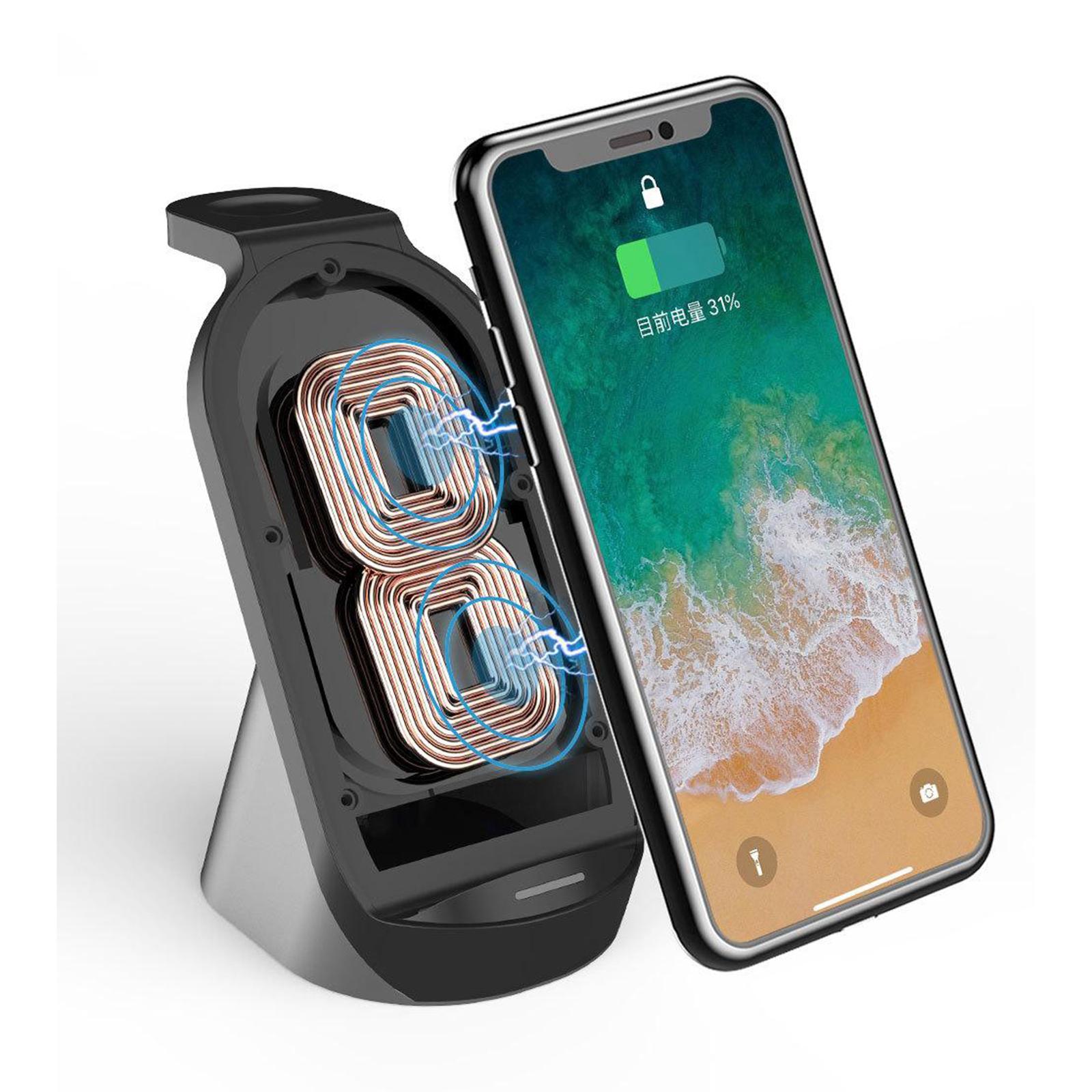 3in1 Fast 15W Qi Wireless Charging Charger Pad Dock Station for  XR 8 iWatch AirPods