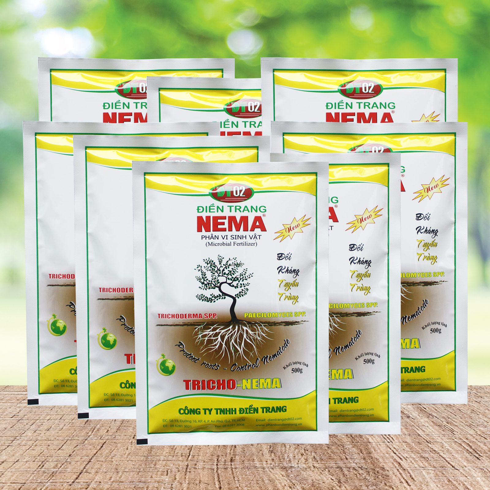 Combo 8 Gói Phân Vi Sinh Vật Điền Trang Nema 500g, Đối Kháng Tuyến Trùng Và Nấm Bệnh Gây Hại