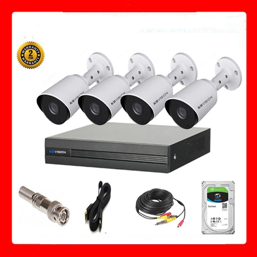 Trọn bộ 4 camera KBVISION Full HD 1080p- Hàng chính hãng