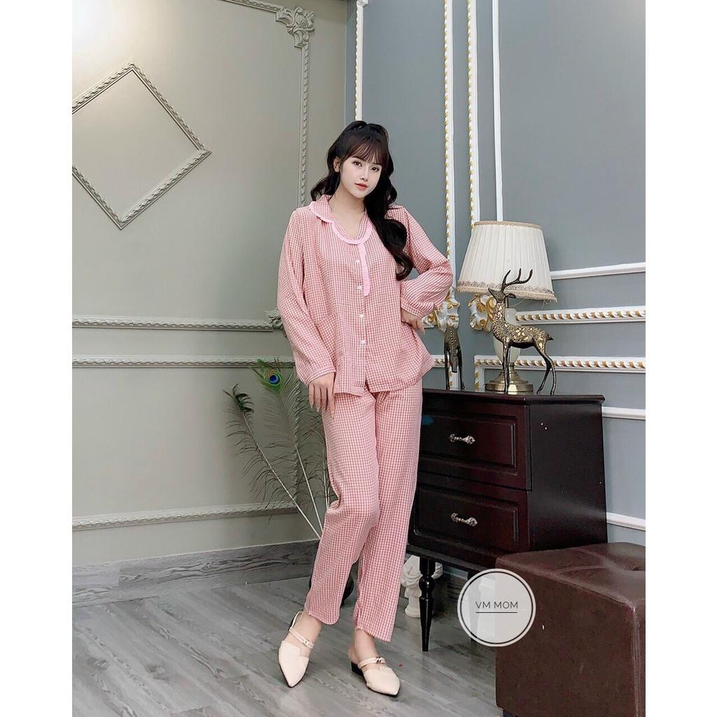 Bộ đồ bầu mặc bầu và sau sinh dài tay thu đông thiết kế khóa ngực cho con ti siêu xinh siêu tiện lợi VM Mom