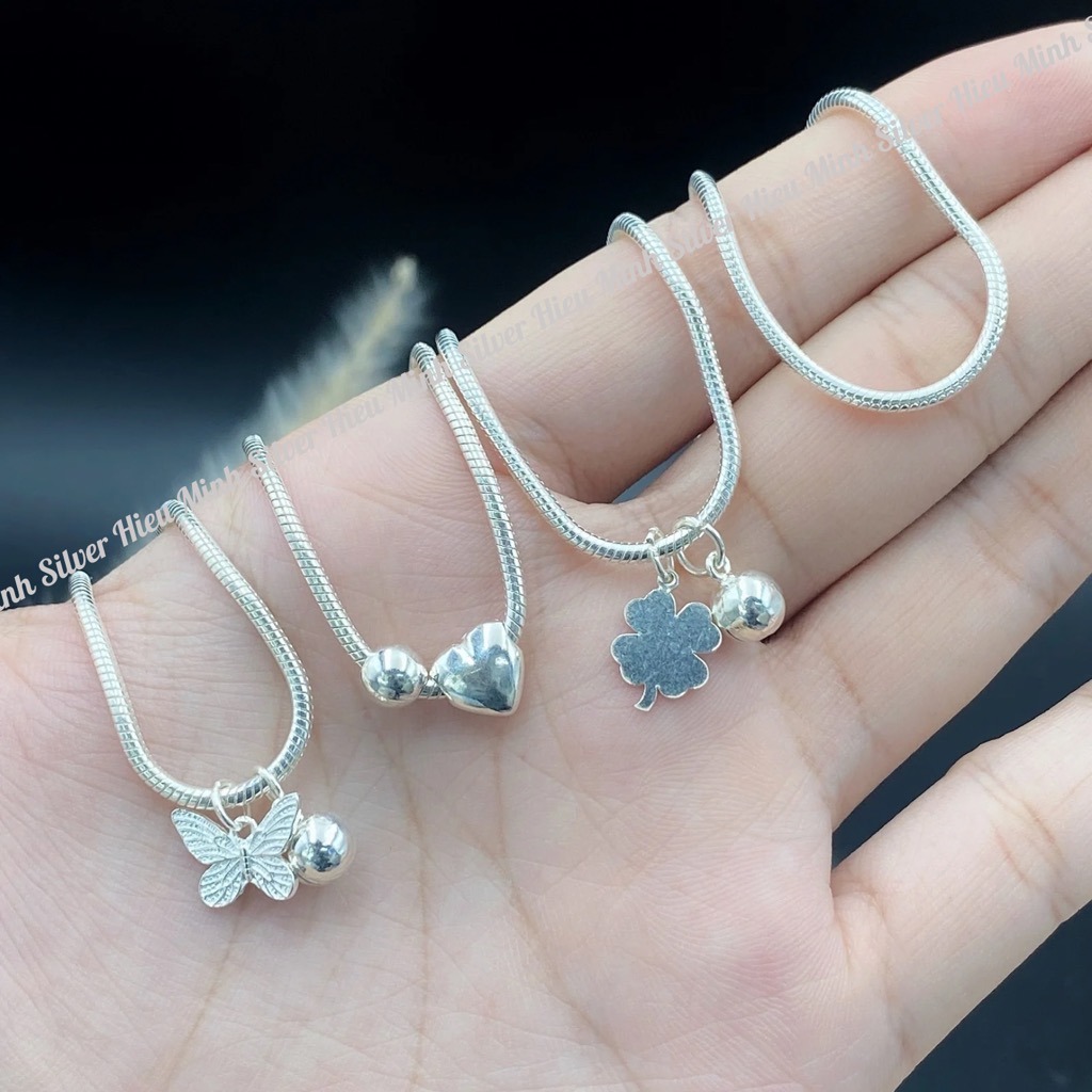 Lắc Tay Nữ Bạc Ta Nguyên Chất S99 Dây Mì Mix Charm Chính Hãng BẠC HIỂU MINH LTU615