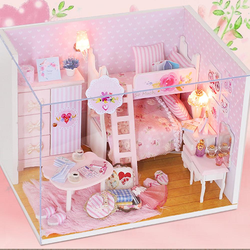 Mô hình nhà búp bê kích thước nhỏ đồ nội thất bằng gỗ