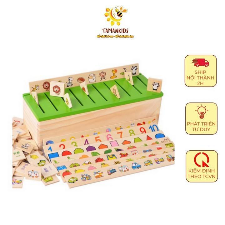 Bộ đồ chơi thả hình theo chủ đề bằng gỗ - Đồ chơi phát triển trí tuệ tặng tranh ghép gỗ