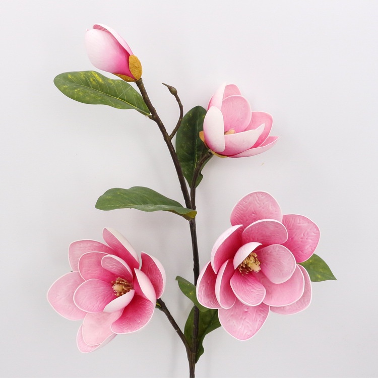 Hoa mộc lan giả - 1 cành 3 bông - dài 80cm - Cây giả, hoa lụa Decor trang trí nhà cửa