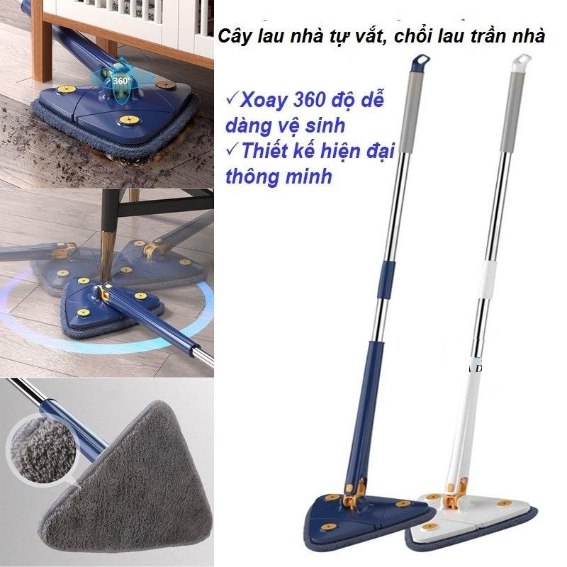 Cây Lau Nhà Tam Giác Tự Vắt Xoay 360 Độ Dùng Lau Tường Lau Trần Lau Kính Đa Năng Tiện Lợi Hiệu Quả