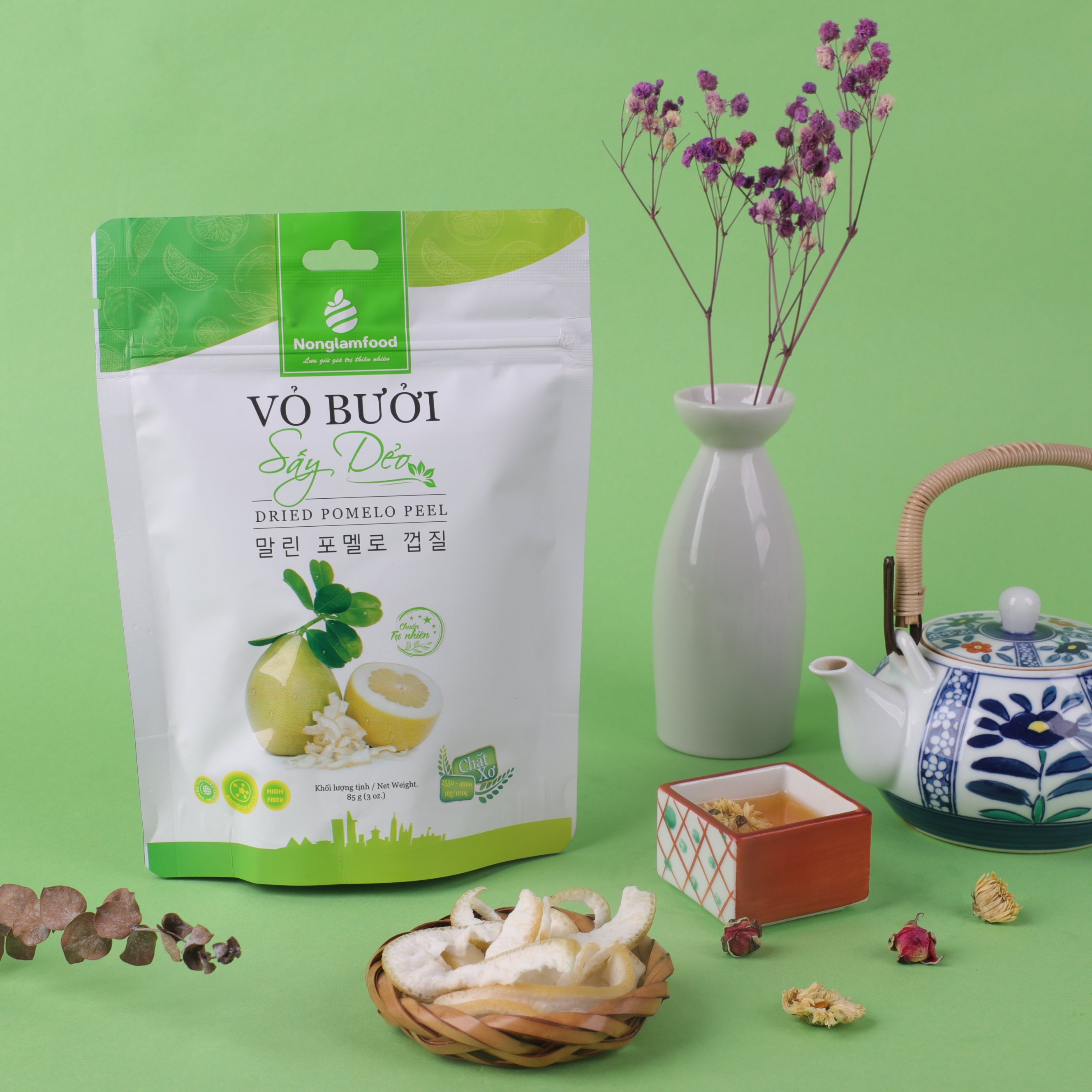 Vỏ Bưởi Sấy Dẻo Nonglamfood túi 85g | Ăn vặt tốt cho sức khỏe | Healthy Snack | Ăn vặt văn phòng | Trái cây sấy dẻo dinh dưỡng ăn liền | Ăn vặt giảm cân &amp; giữ dáng | Ăn vặt đẹp da