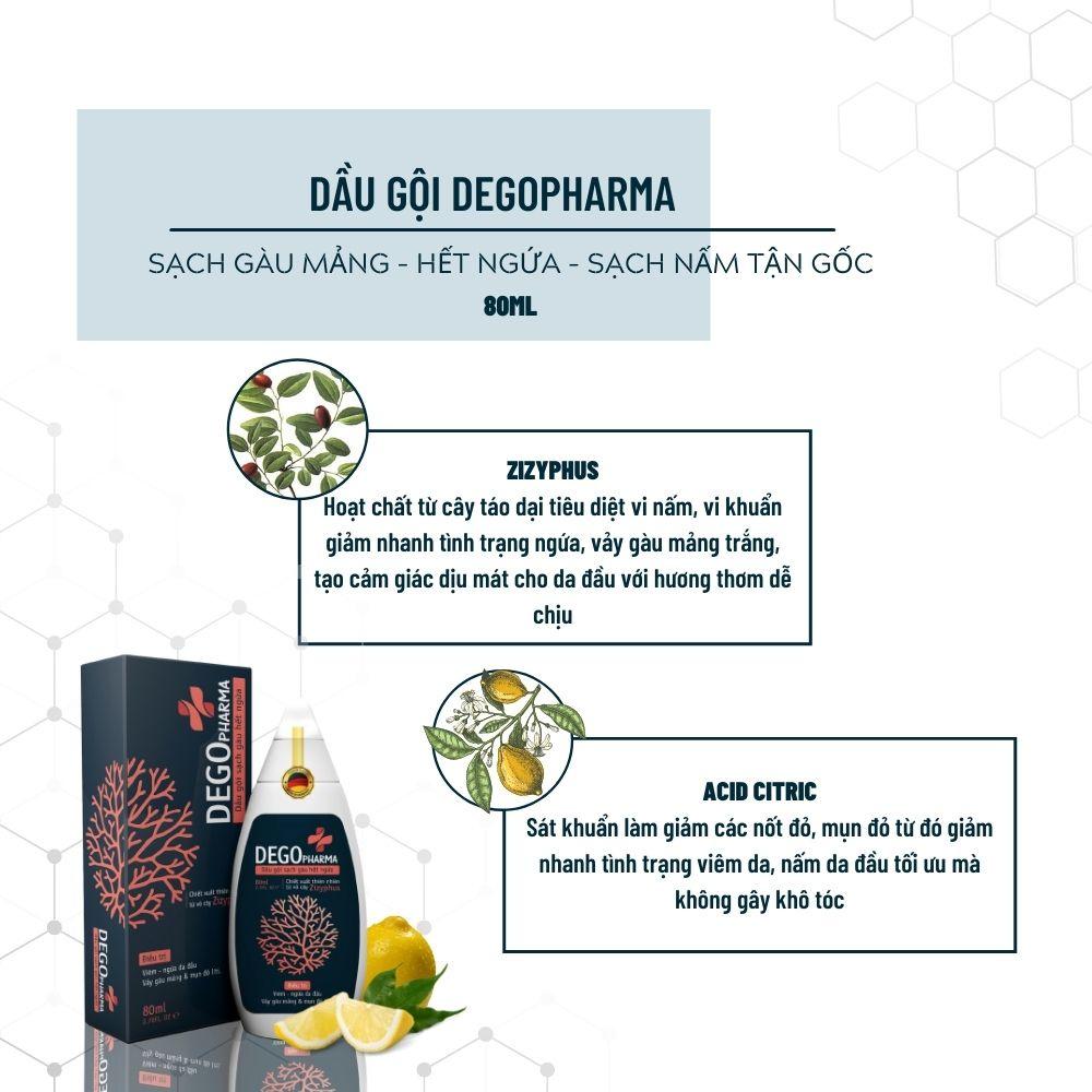 Combo 4 Dầu Gội Đầu Sạch Nấm Da Đầu DEGO PHARMA 80ml - Dứt Điểm Gàu Ngứa &amp; Vảy Nến - Á Sừng