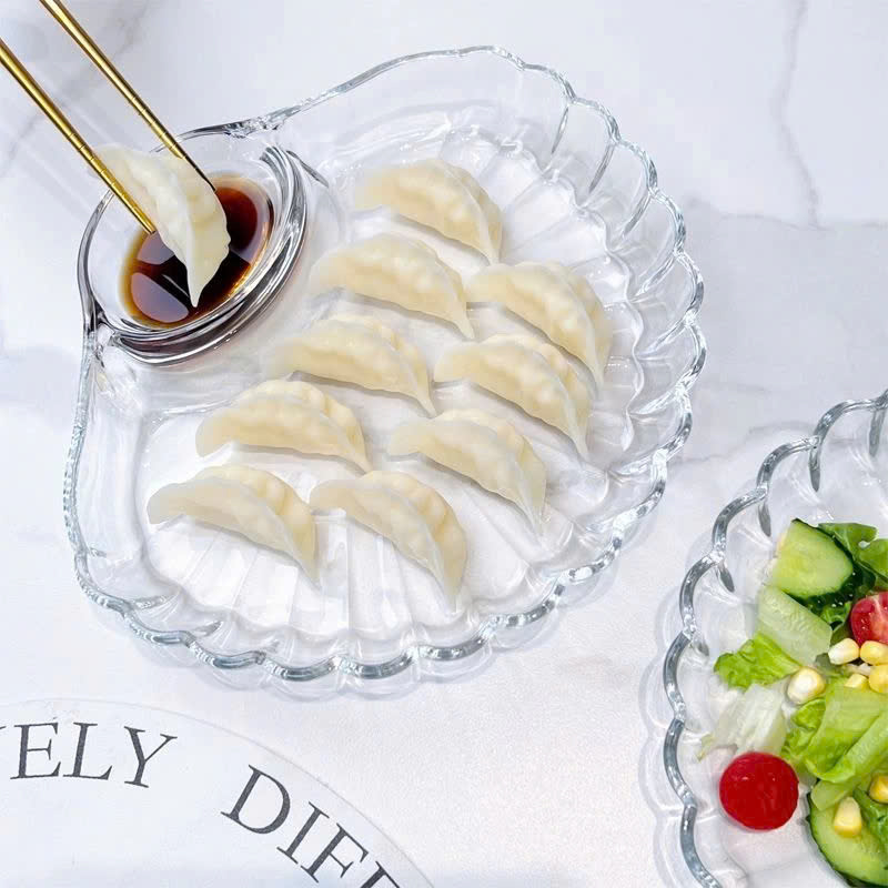 Đĩa Vỏ Sò Thủy Tinh, Đĩa Thuỷ Tinh Đựng Đồ Ăn Đường Kính 24cm Có Khay Đựng Nước Chấm Đĩa Salad, Trái Cây - HÀNG CHÍNH HÃNG MINIIN
